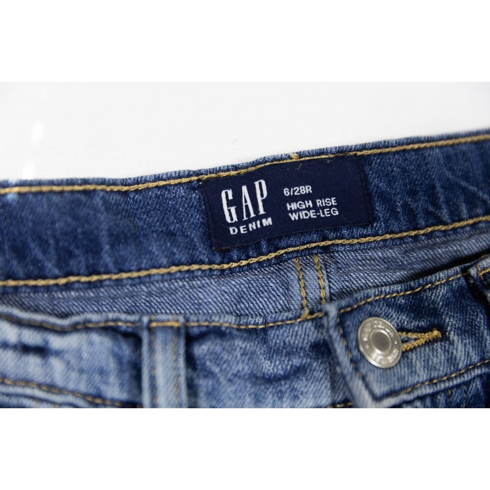 Gap Denim Womens 6/28R High Rise Wide Leg Jeans Medium Wash Blue Casual Pants - Picture 7 of 8